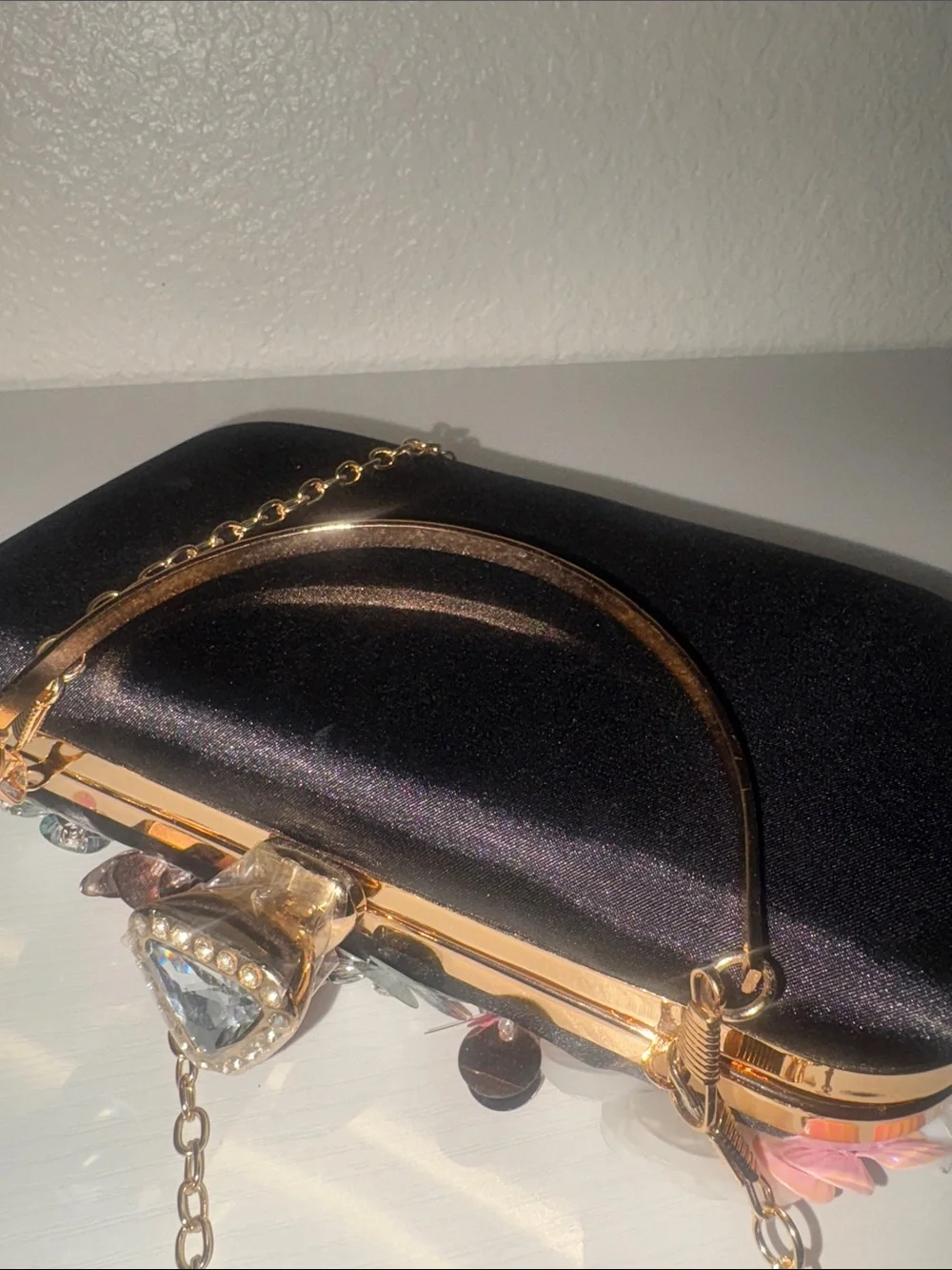Multicolor Floral Appliqué Evening Clutch